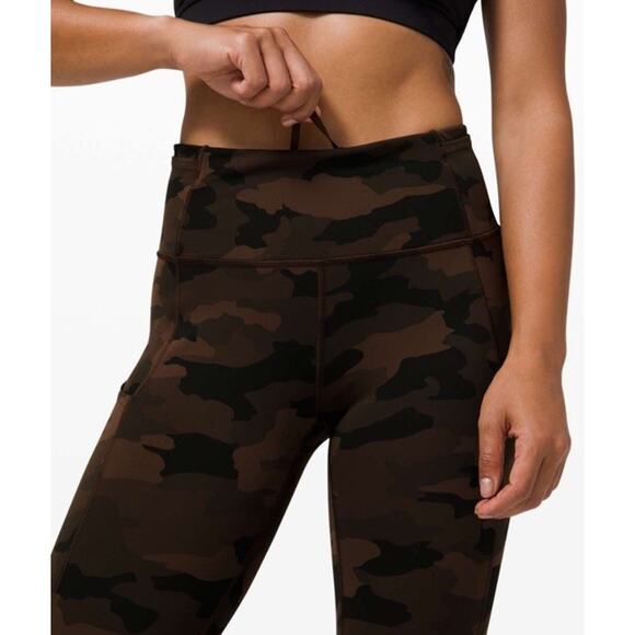 Lululemon Camo Leggings Brown Fast Free Tight 28" Full Length nulux 4 - Picture 2 of 10